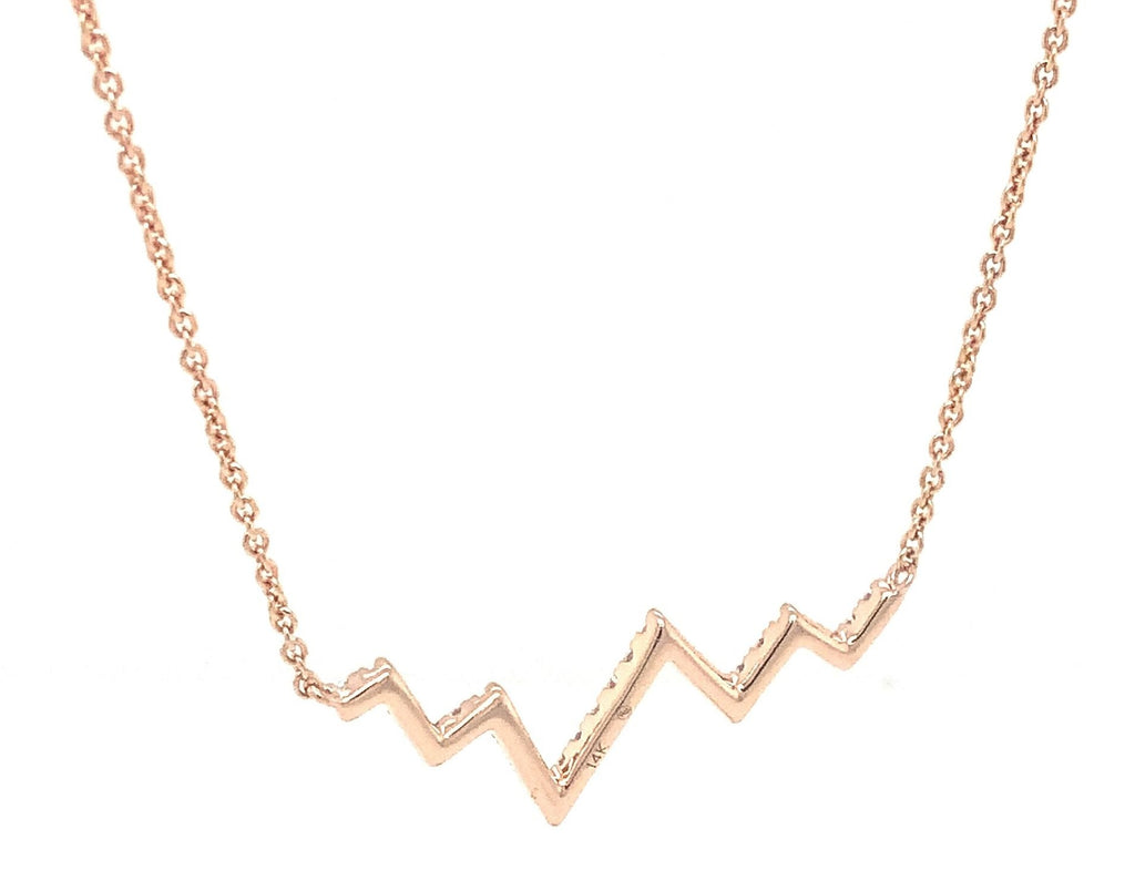 Micropave  Heartbeat Diamond 0.24 tw. Necklace 14K Rose Gold - Image 5 of 8