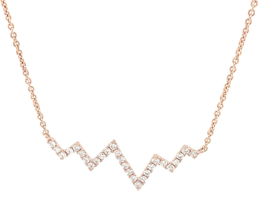 Micropave  Heartbeat Diamond 0.24 tw. Necklace 14K Rose Gold - Image 6 of 8