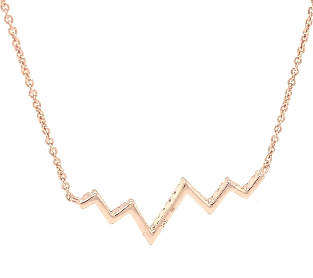 Micropave  Heartbeat Diamond 0.24 tw. Necklace 14K Rose Gold - Image 7 of 8