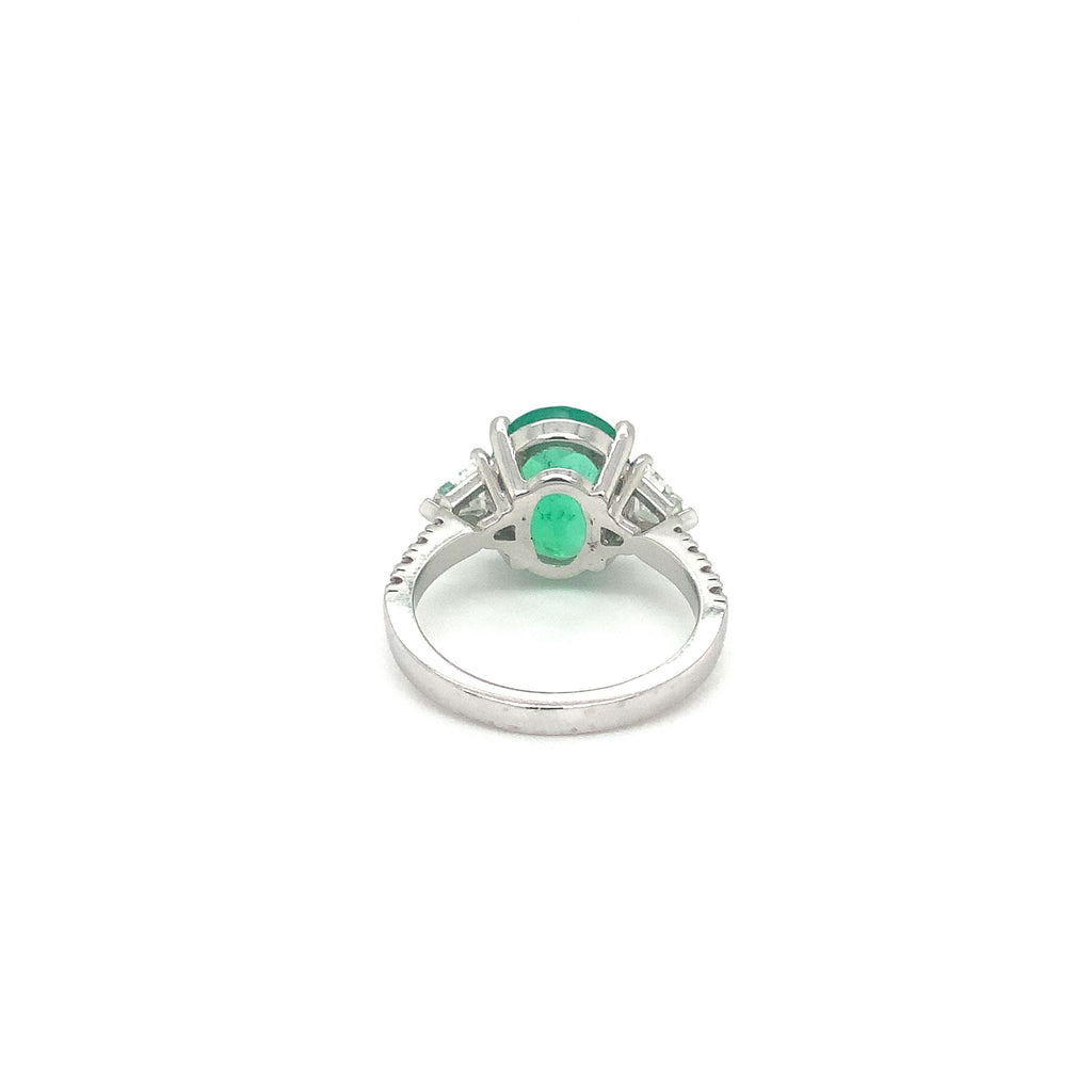 Roman+Jules One Of A Kind Natural Fine Colombian Emerald And Diamond Ring 18K White Gold - Image 8 of 9