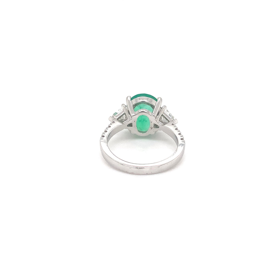Roman+Jules One Of A Kind Natural Fine Colombian Emerald And Diamond Ring 18K White Gold - Image 6 of 9