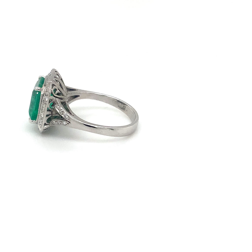Vintage 3.19 ct Emerald and Diamond Ring set in 18 kt White Gold - Image 14 of 14