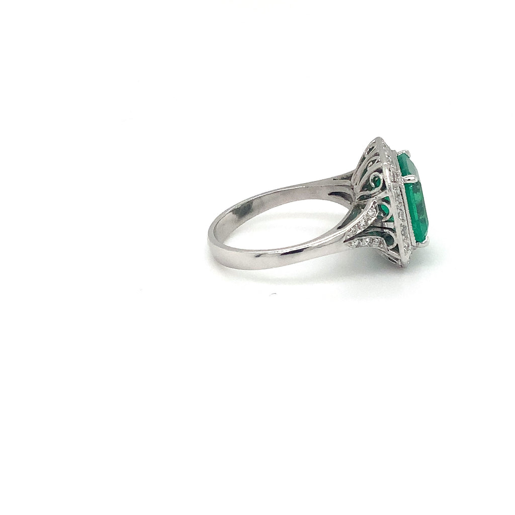 Vintage 3.19 ct Emerald and Diamond Ring set in 18 kt White Gold - Image 13 of 14