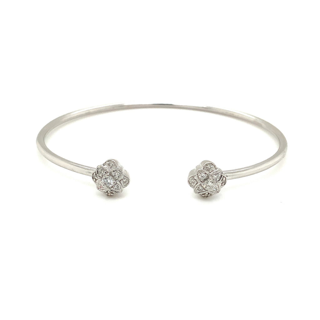 Flexi Cuff Bracelet Round Brilliant Cut Diamonds 14K White Gold - Image 1 of 6