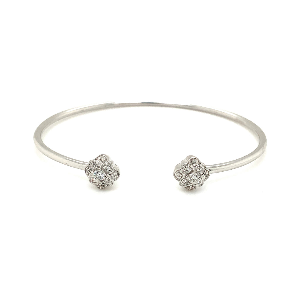 Flexi Cuff Bracelet Round Brilliant Cut Diamonds 14K White Gold - Image 3 of 6