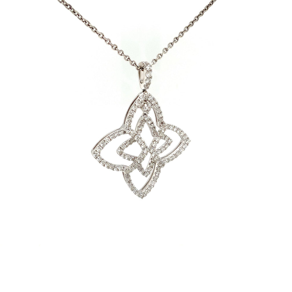 Star Shaped Diamond Pendant with Articulating Center 112 Round Brilliant Diamonds equals 1.58ctw 14K White Go - Image 9 of 9