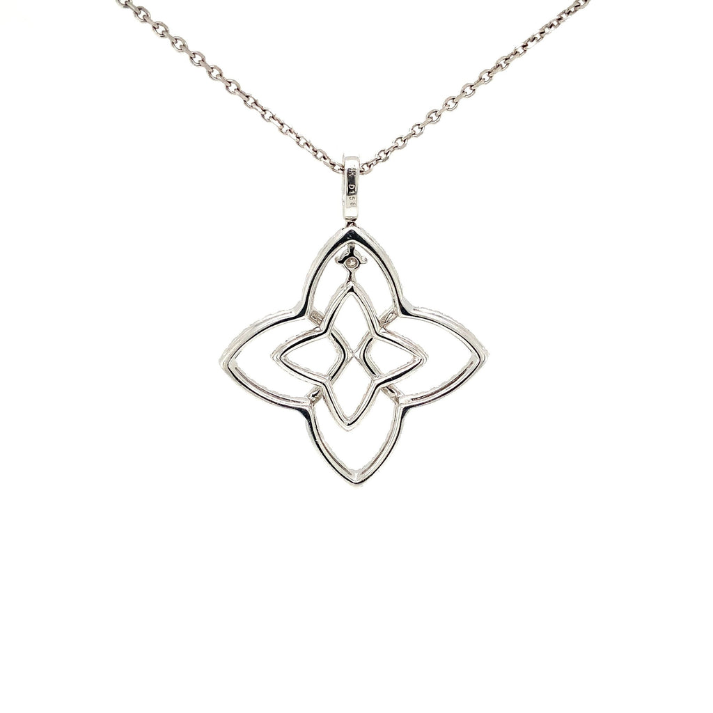 Star Shaped Diamond Pendant with Articulating Center 112 Round Brilliant Diamonds equals 1.58ctw 14K White Go - Image 7 of 9
