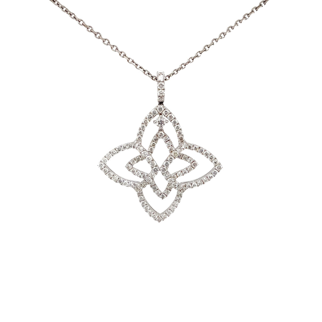 Star Shaped Diamond Pendant with Articulating Center 112 Round Brilliant Diamonds equals 1.58ctw 14K White Go - Image 5 of 9