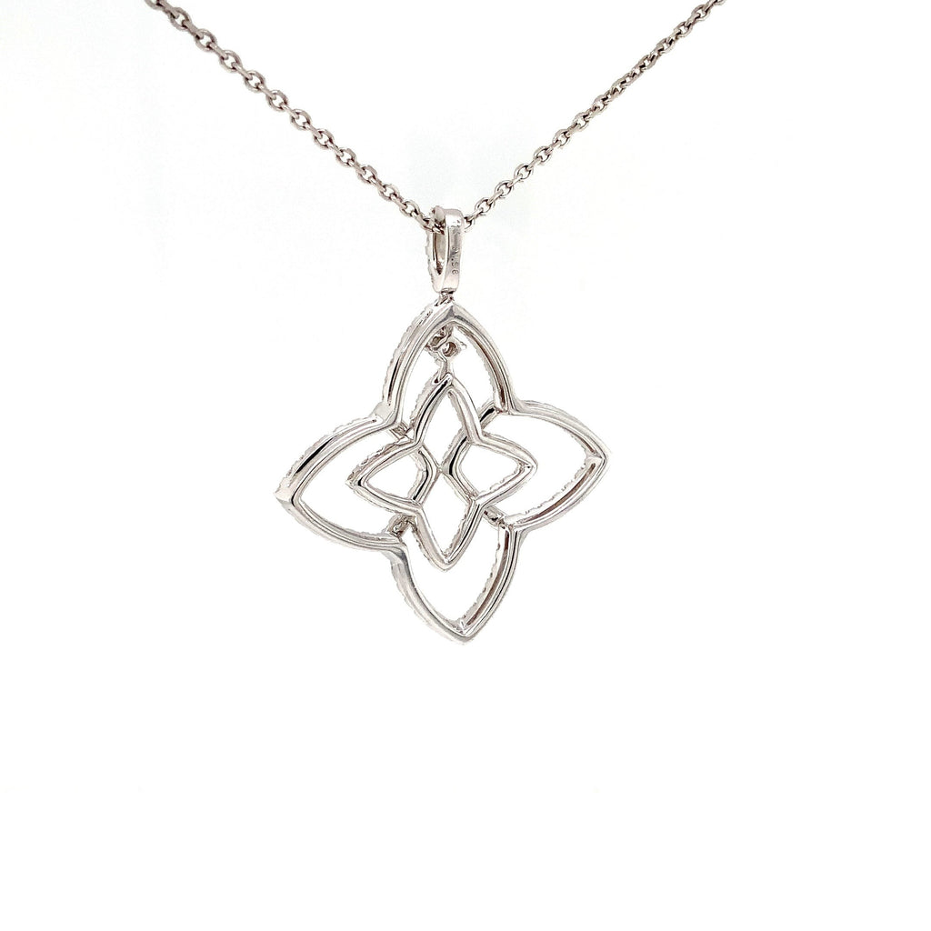Star Shaped Diamond Pendant with Articulating Center 112 Round Brilliant Diamonds equals 1.58ctw 14K White Go - Image 2 of 9