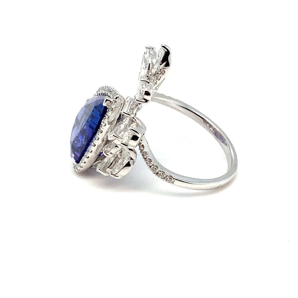 Roman + Jules Important Tanzanite and Diamond  Right Hand Ring Fashioned in 18K White Gold. - Image 2 of 12
