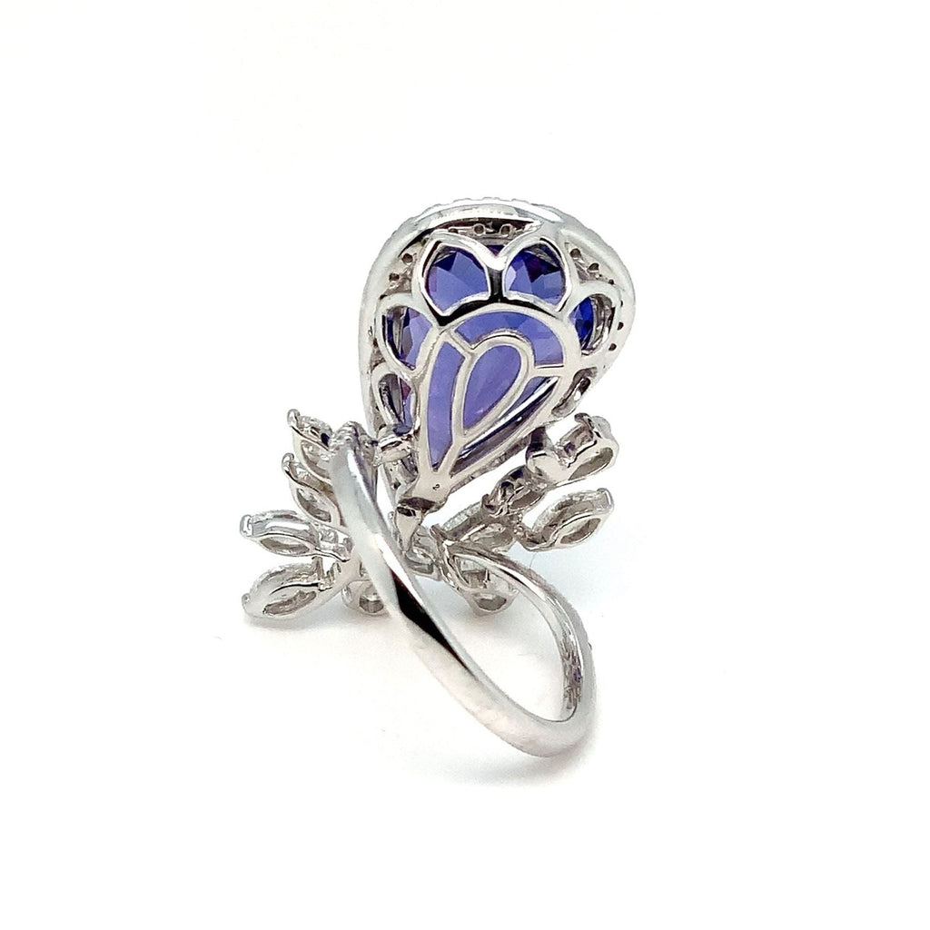 Roman + Jules Important Tanzanite and Diamond  Right Hand Ring Fashioned in 18K White Gold. - Image 6 of 12