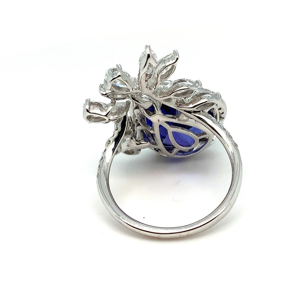 Roman + Jules Important Tanzanite and Diamond  Right Hand Ring Fashioned in 18K White Gold. - Image 10 of 12