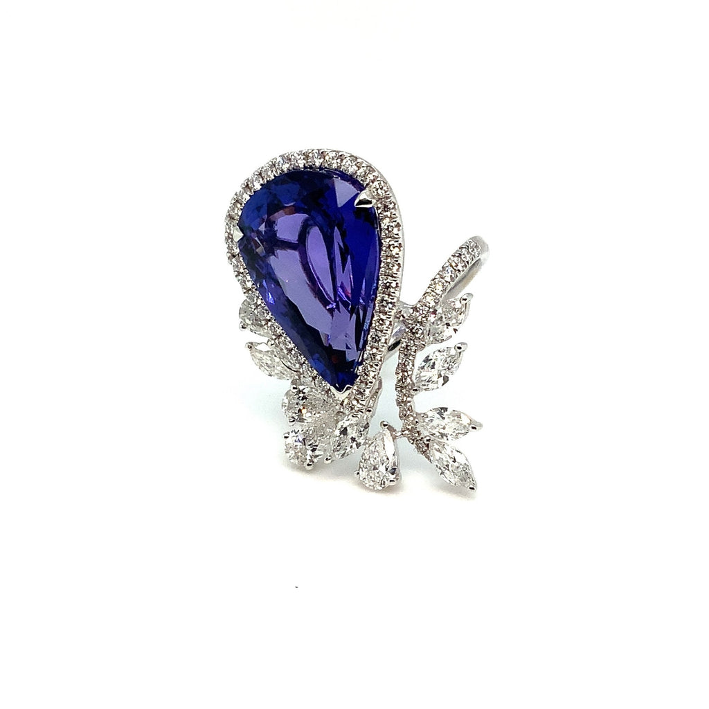 Roman + Jules Important Tanzanite and Diamond  Right Hand Ring Fashioned in 18K White Gold. - Image 8 of 12