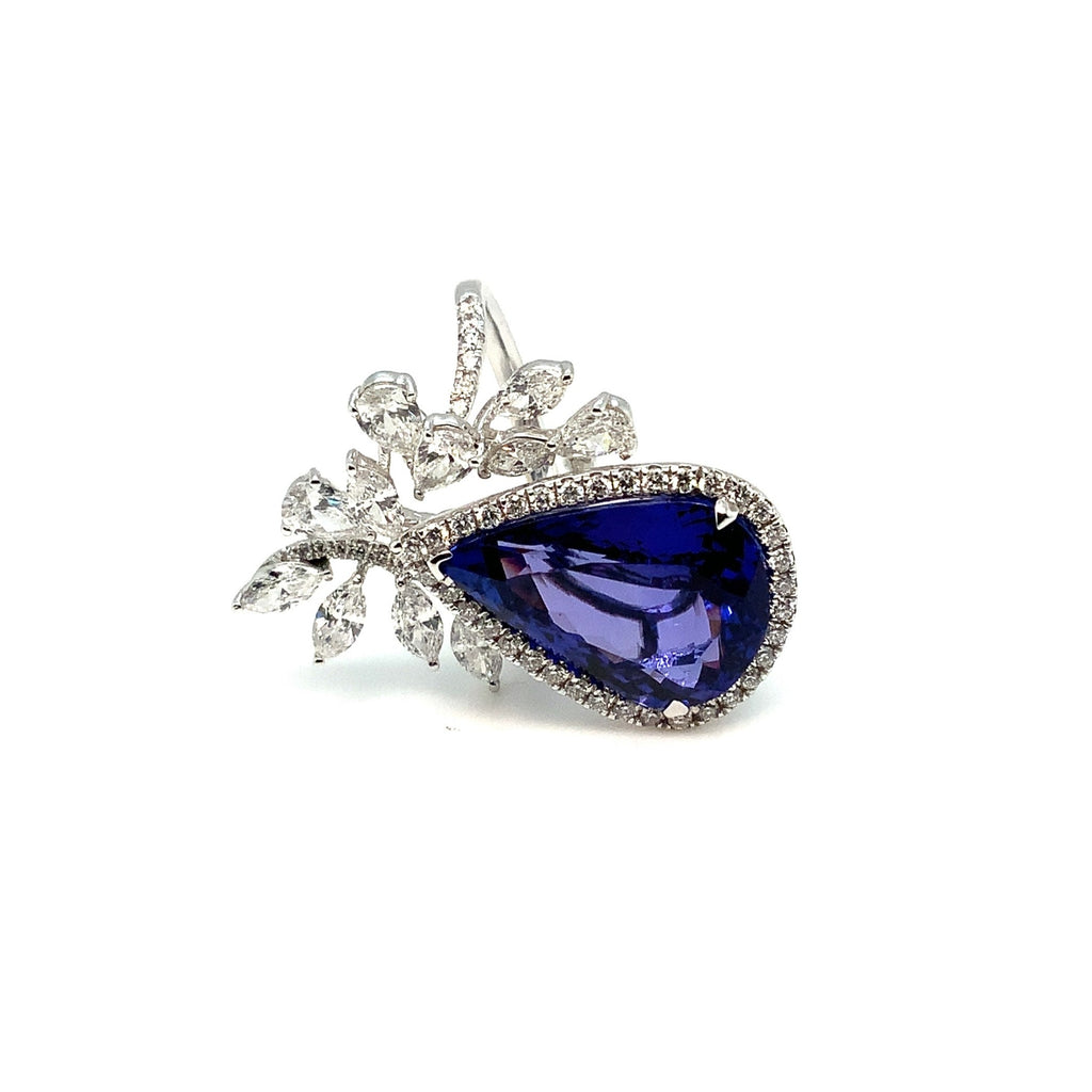 Roman + Jules Important Tanzanite and Diamond  Right Hand Ring Fashioned in 18K White Gold. - Image 7 of 12