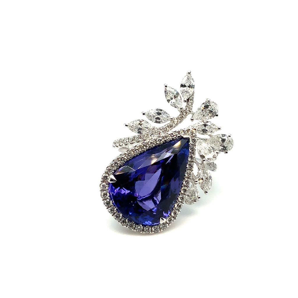 Roman + Jules Important Tanzanite and Diamond  Right Hand Ring Fashioned in 18K White Gold. - Image 12 of 12