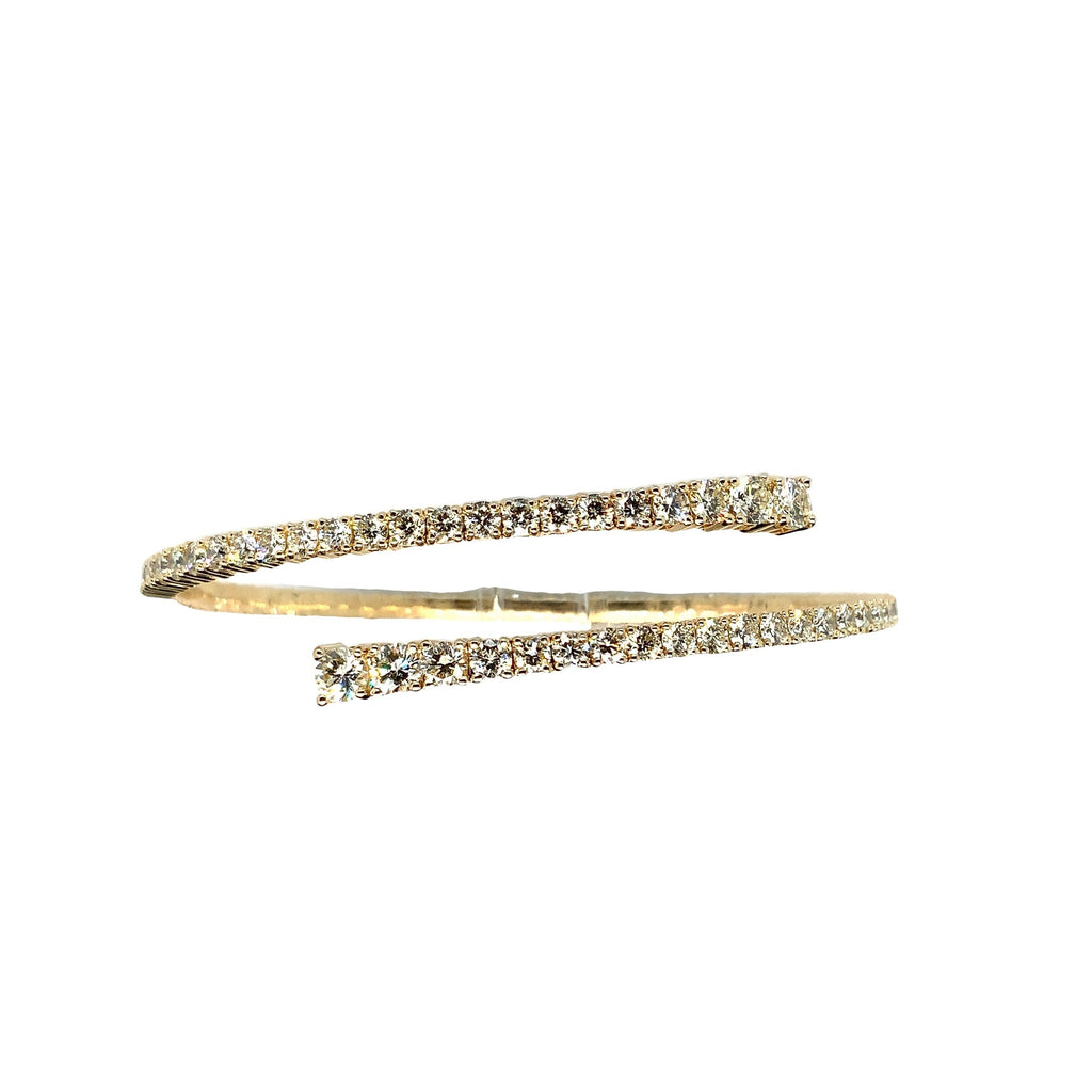 Flexi Open By Pass Design Diamond Bangle Bracelet Set in 14K Yellow Gold - Image 9 of 9