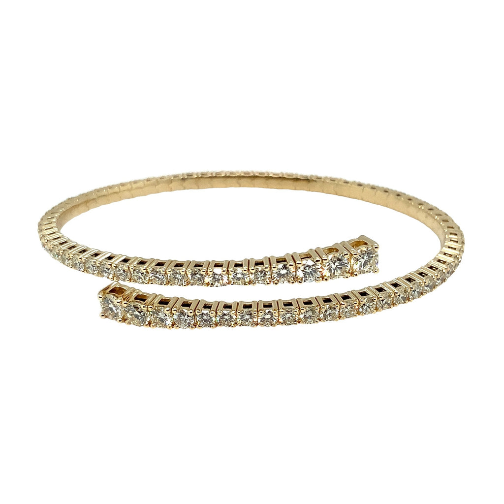 Flexi Open By Pass Design Diamond Bangle Bracelet Set in 14K Yellow Gold - Image 8 of 9