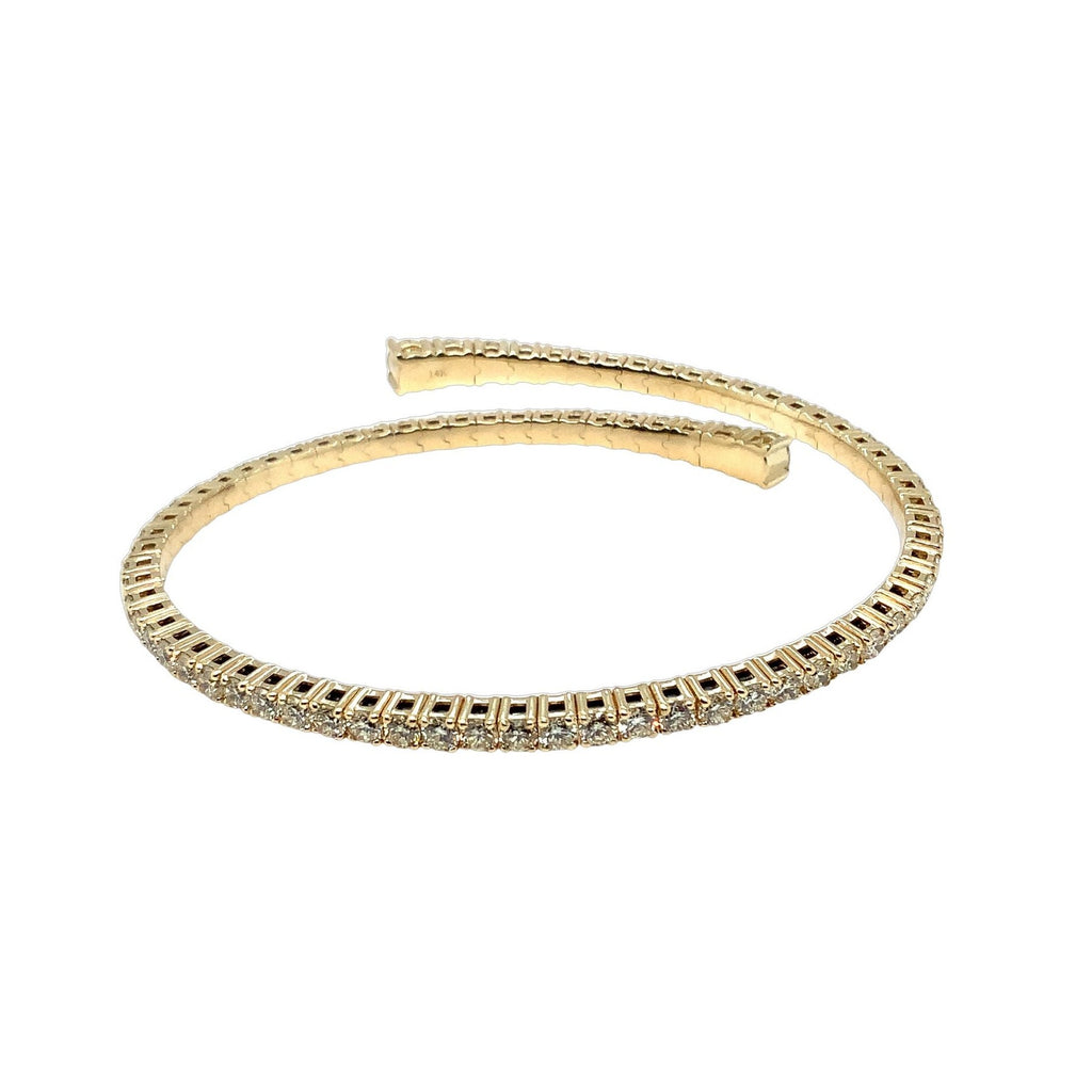 Flexi Open By Pass Design Diamond Bangle Bracelet Set in 14K Yellow Gold - Image 3 of 9