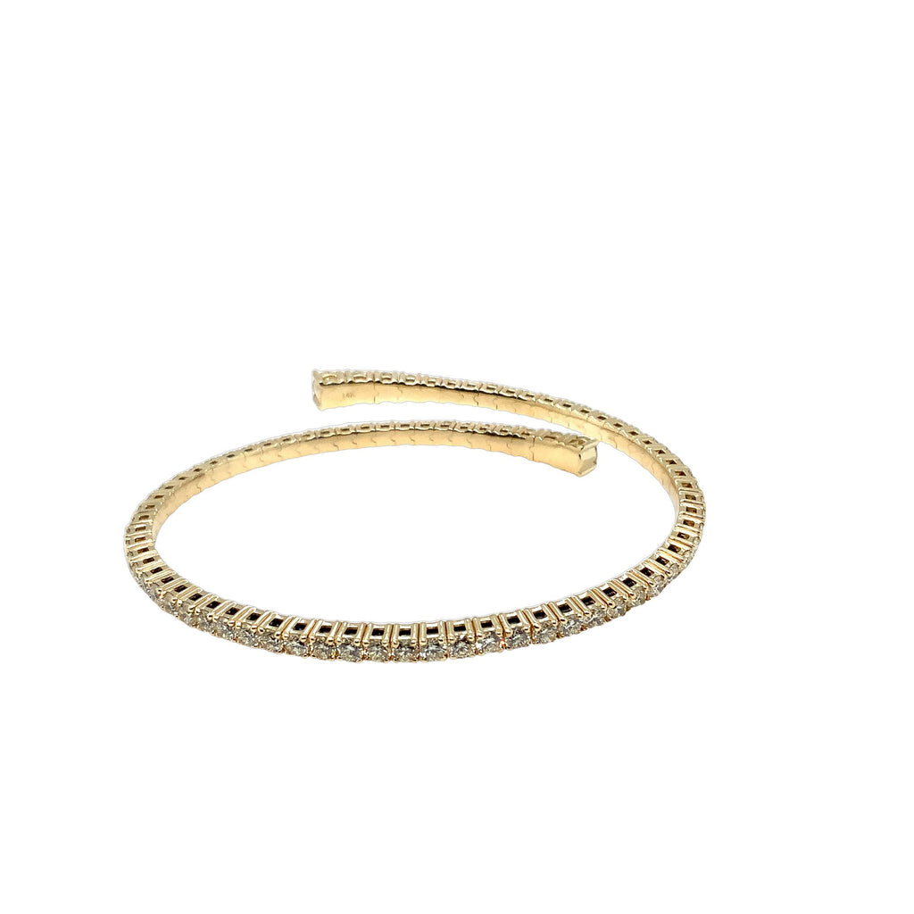 Flexi Open By Pass Design Diamond Bangle Bracelet Set in 14K Yellow Gold - Image 6 of 9