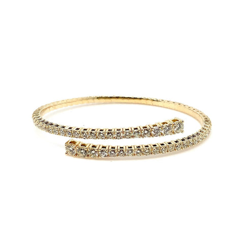Flexi Open By Pass Design Diamond Bangle Bracelet Set in 14K Yellow Gold - Image 1 of 9