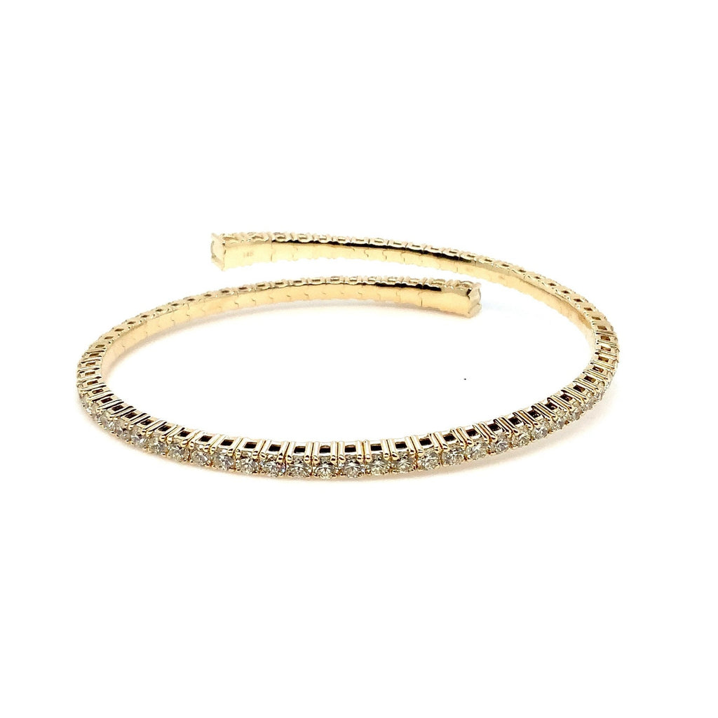 Flexi Open By Pass Design Diamond Bangle Bracelet Set in 14K Yellow Gold - Image 4 of 9