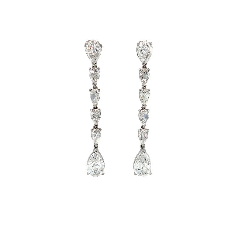 Christopher Designs L'Amour Crisscut® Pear Shape Lab Grown Diamond Drop Earrings set in 14K White Gold - Image 1 of 10