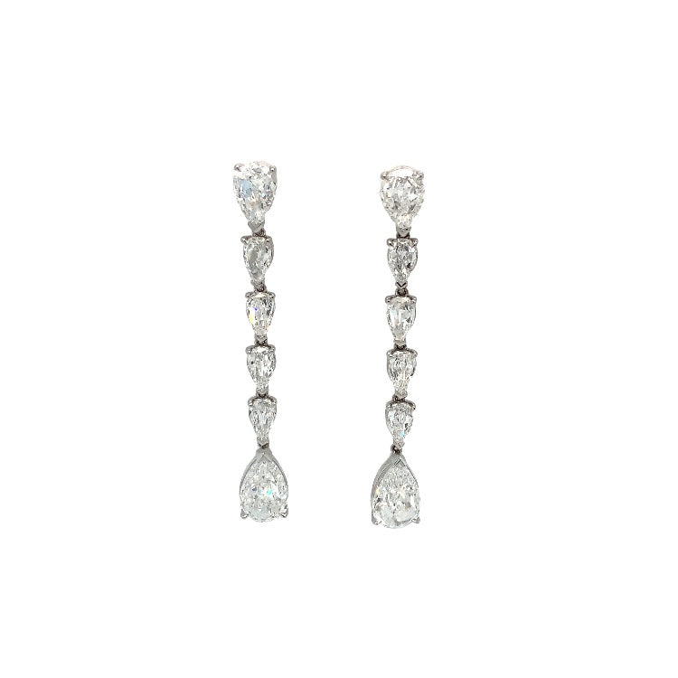 Christopher Designs L'Amour Crisscut® Pear Shape Lab Grown Diamond Drop Earrings set in 14K White Gold - Image 2 of 10