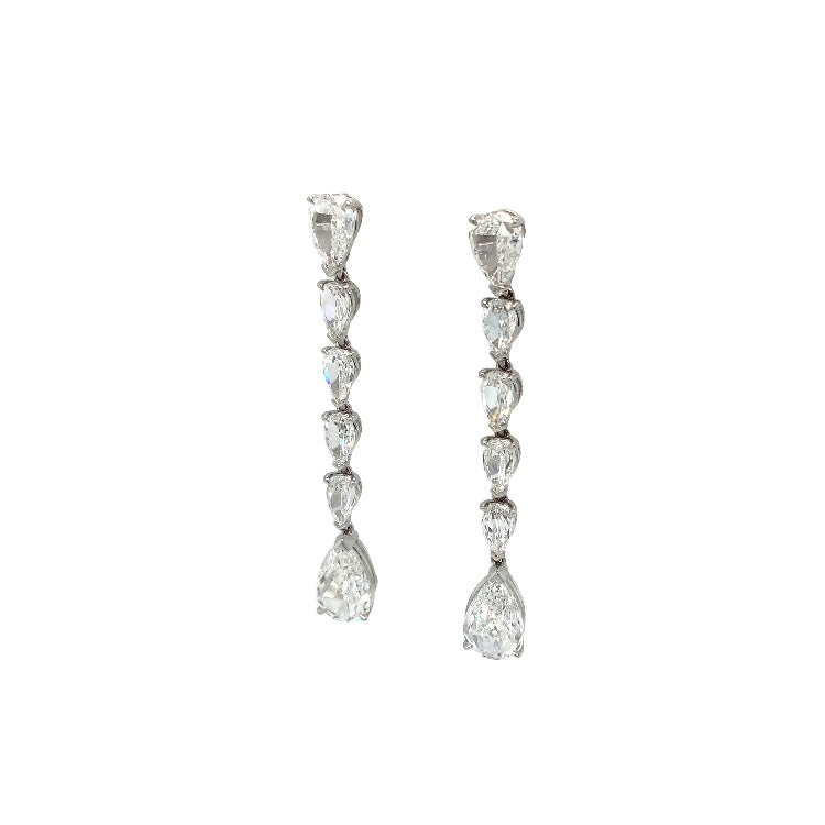 Christopher Designs L'Amour Crisscut® Pear Shape Lab Grown Diamond Drop Earrings set in 14K White Gold - Image 8 of 10