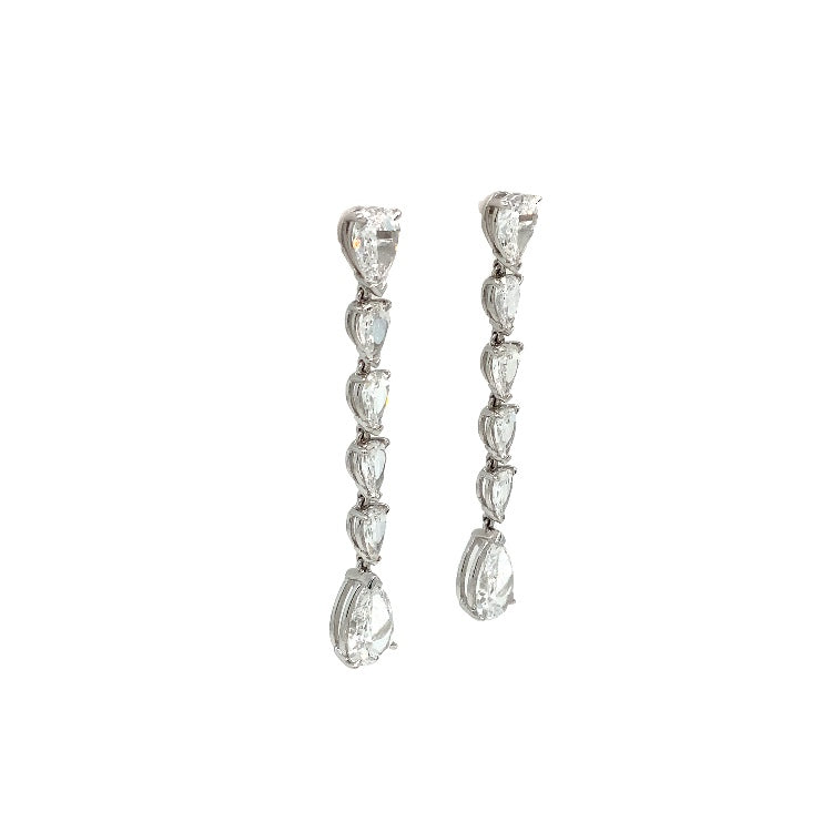 Christopher Designs L'Amour Crisscut® Pear Shape Lab Grown Diamond Drop Earrings set in 14K White Gold - Image 7 of 10