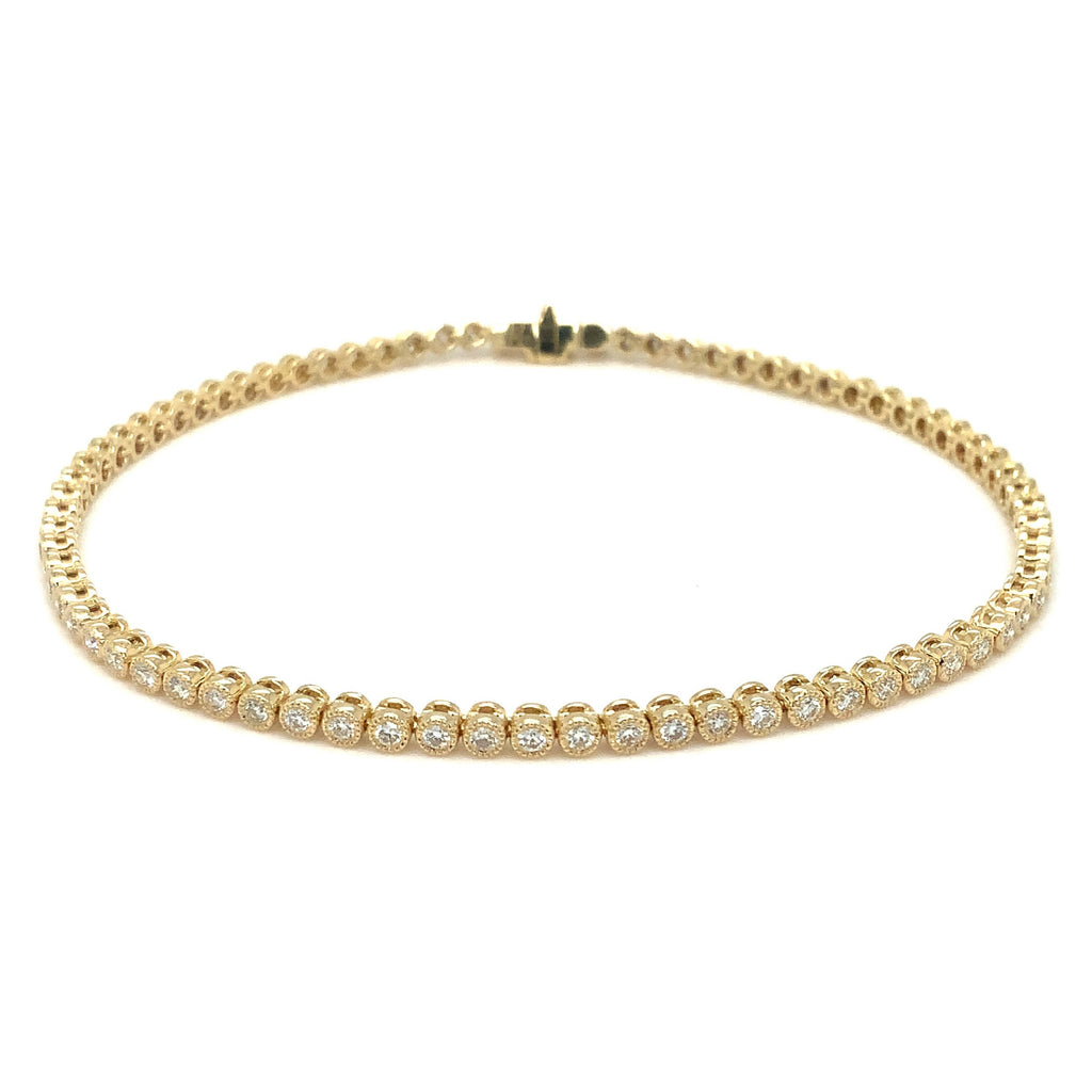 Memoire Collection Milgrain Diamond Line Bracelet 18kt Yellow Gold - Image 1 of 7