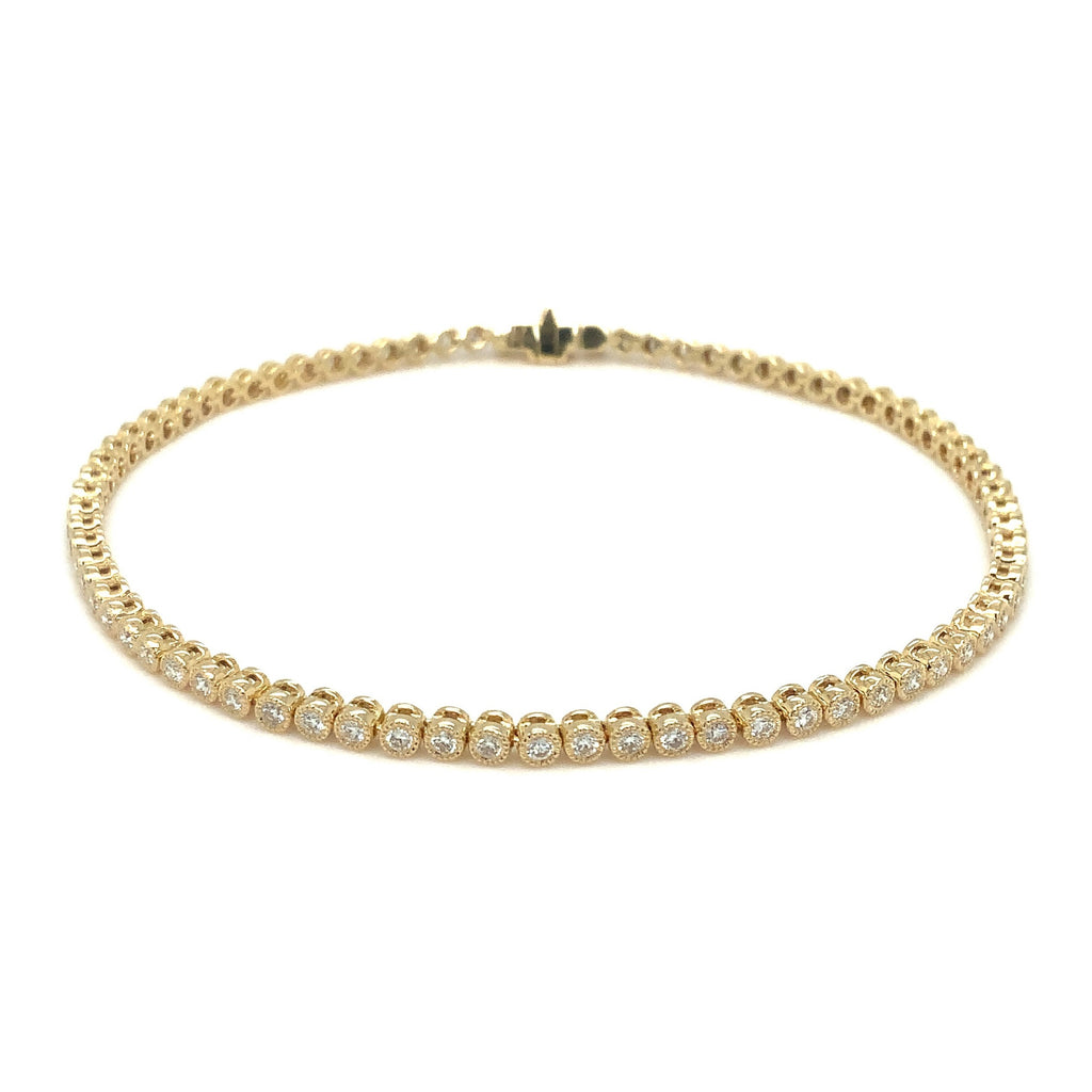 Memoire Collection Milgrain Diamond Line Bracelet 18kt Yellow Gold - Image 5 of 7
