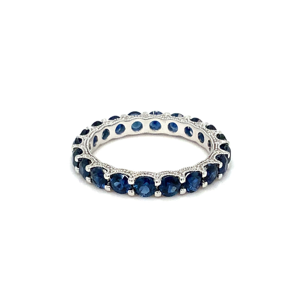 Roman+Jules Gem Quality Blue Sapphire and Diamond Eternity Band Set in 14K White Gold - Image 1 of 3