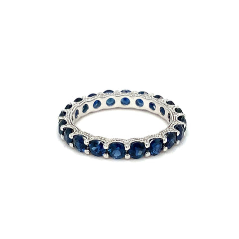 Roman+Jules Gem Quality Blue Sapphire and Diamond Eternity Band Set in 14K White Gold - Image 1 of 3