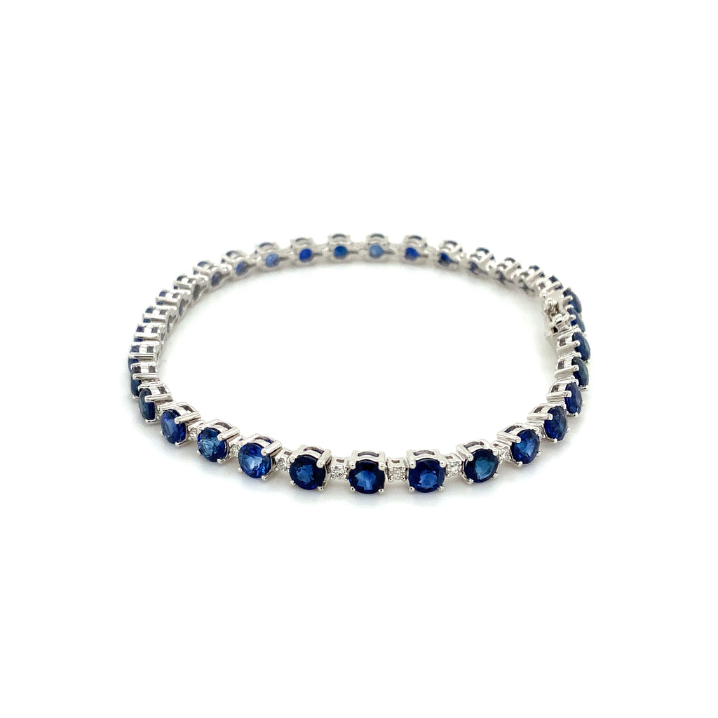 Roman+Jules Ceylon Cornflower Blue Sapphire And Diamond Bracelet 8 ctw 14 Karat White Gold - Image 3 of 7