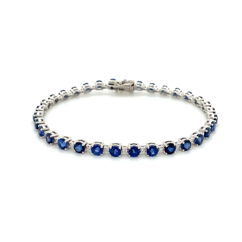 Roman+Jules Ceylon Cornflower Blue Sapphire And Diamond Bracelet 8 ctw 14 Karat White Gold - Image 1 of 7