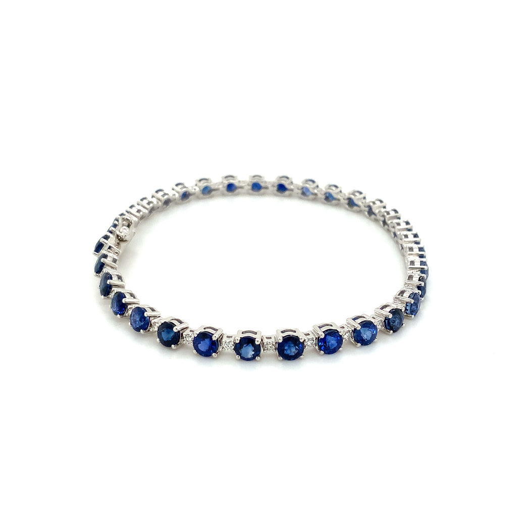 Roman+Jules Ceylon Cornflower Blue Sapphire And Diamond Bracelet 8 ctw 14 Karat White Gold - Image 4 of 7