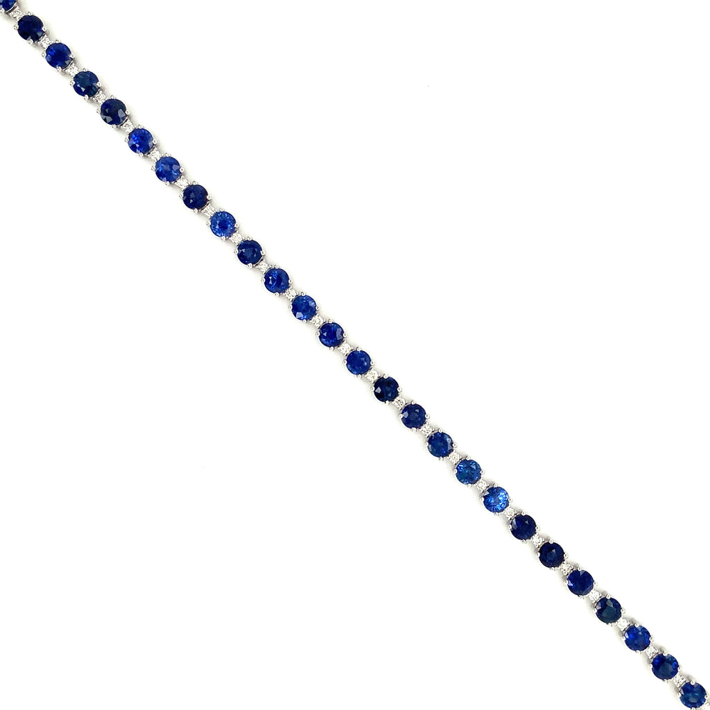 Roman+Jules Ceylon Cornflower Blue Sapphire And Diamond Bracelet 8 ctw 14 Karat White Gold - Image 7 of 7