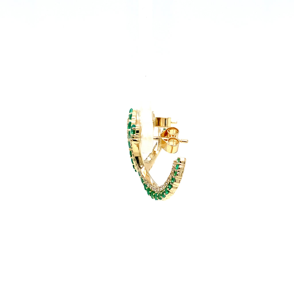 Roman+Jules Luna Wrap Emerald and Diamond Earring in 14K Yellow Gold - Image 4 of 8