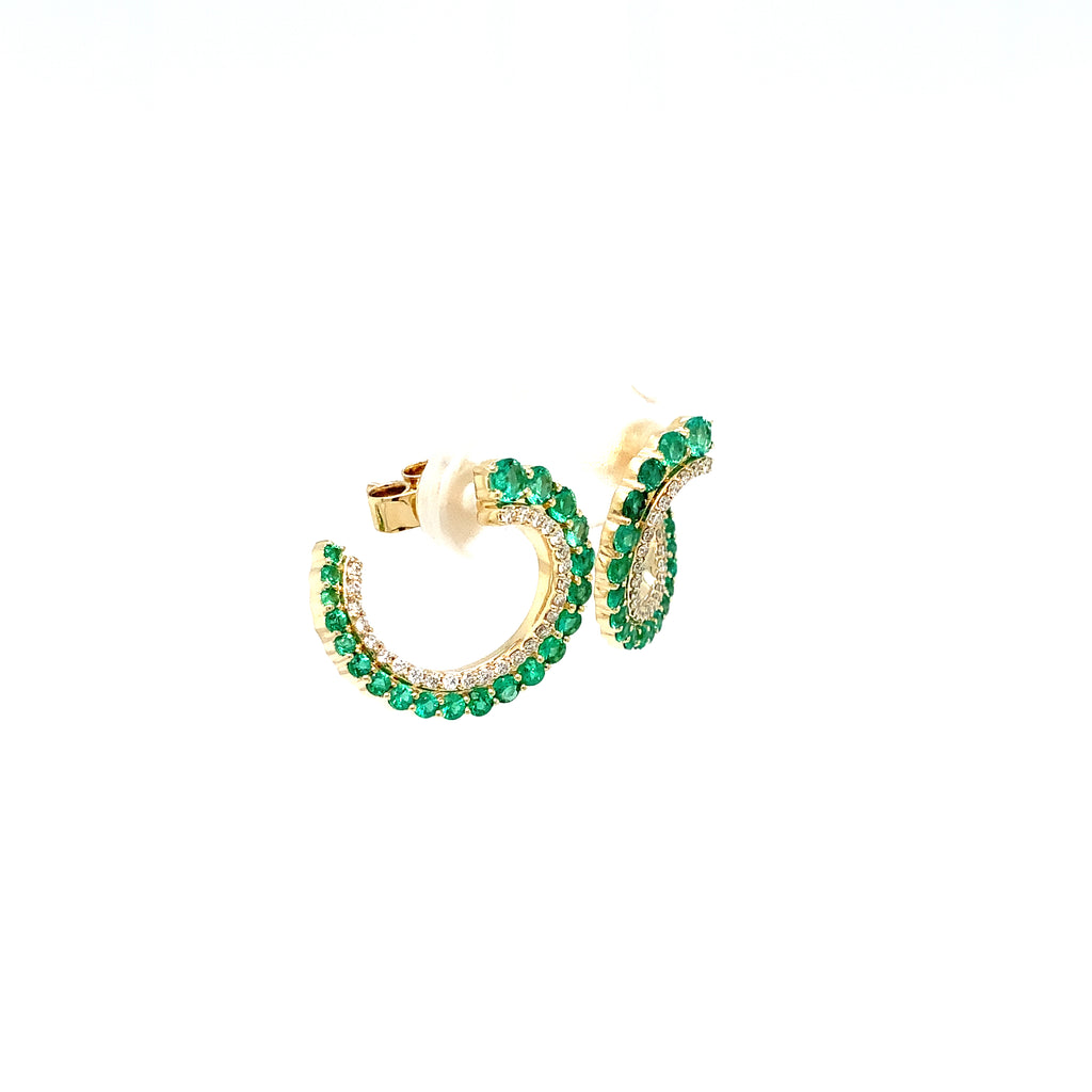 Roman+Jules Luna Wrap Emerald and Diamond Earring in 14K Yellow Gold - Image 6 of 8