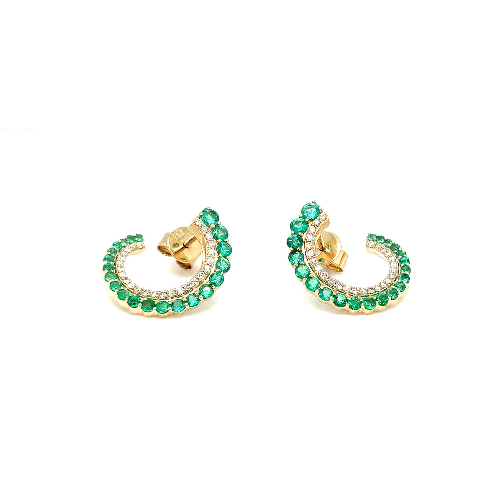 Roman+Jules Luna Wrap Emerald and Diamond Earring in 14K Yellow Gold - Image 7 of 8
