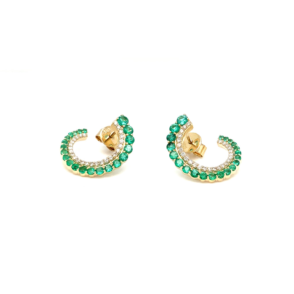Roman+Jules Luna Wrap Emerald and Diamond Earring in 14K Yellow Gold - Image 8 of 8