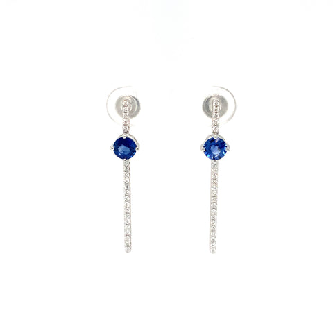 Roman+Jules Modern Look Sapphire and Diamond Drop Earring set in 14K White Gold - Image 1 of 9