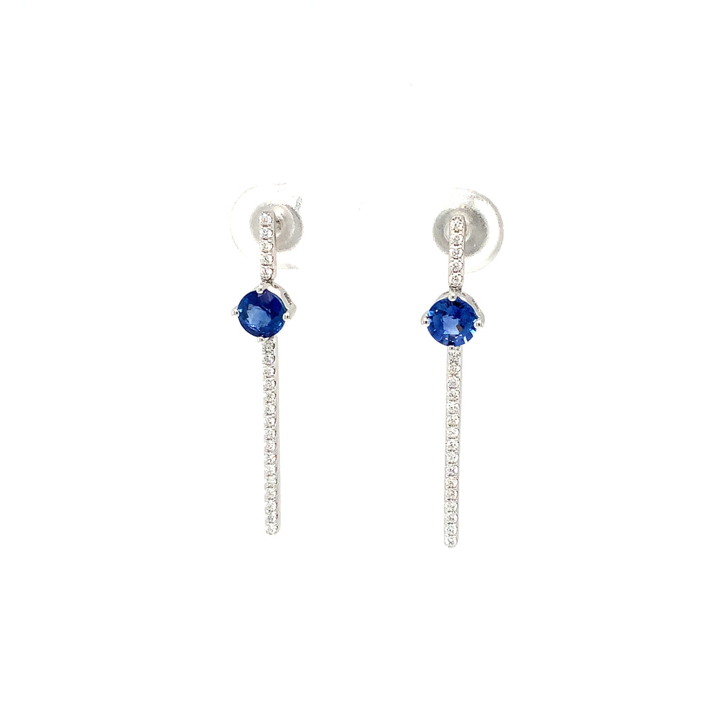 Roman+Jules Modern Look Sapphire and Diamond Drop Earring set in 14K White Gold - Image 2 of 9