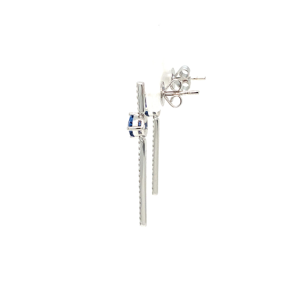 Roman+Jules Modern Look Sapphire and Diamond Drop Earring set in 14K White Gold - Image 6 of 9