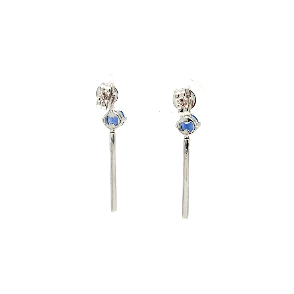 Roman+Jules Modern Look Sapphire and Diamond Drop Earring set in 14K White Gold - Image 7 of 9