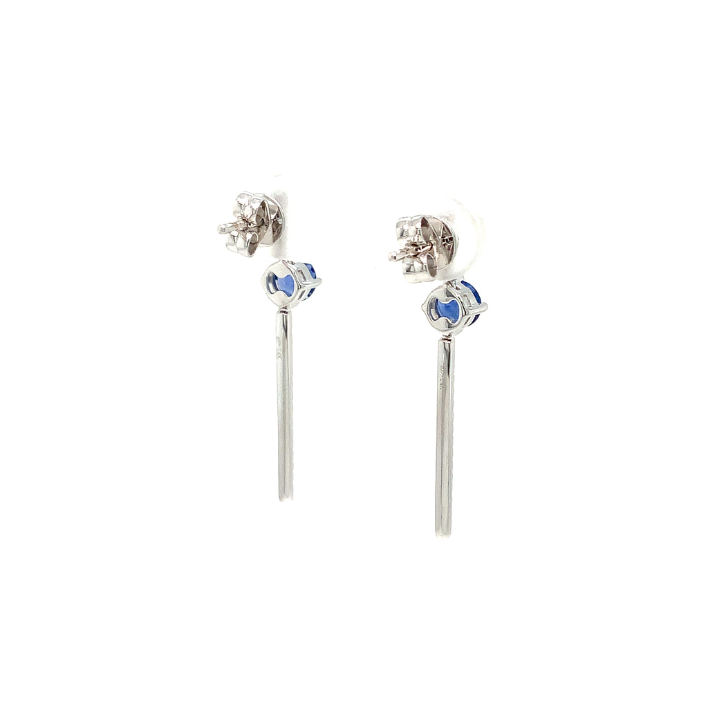 Roman+Jules Modern Look Sapphire and Diamond Drop Earring set in 14K White Gold - Image 8 of 9