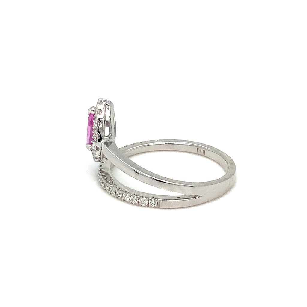 Roman+Jules Pink Sapphire and Diamond Right hand Ring set in 14K White Gold - Image 4 of 6