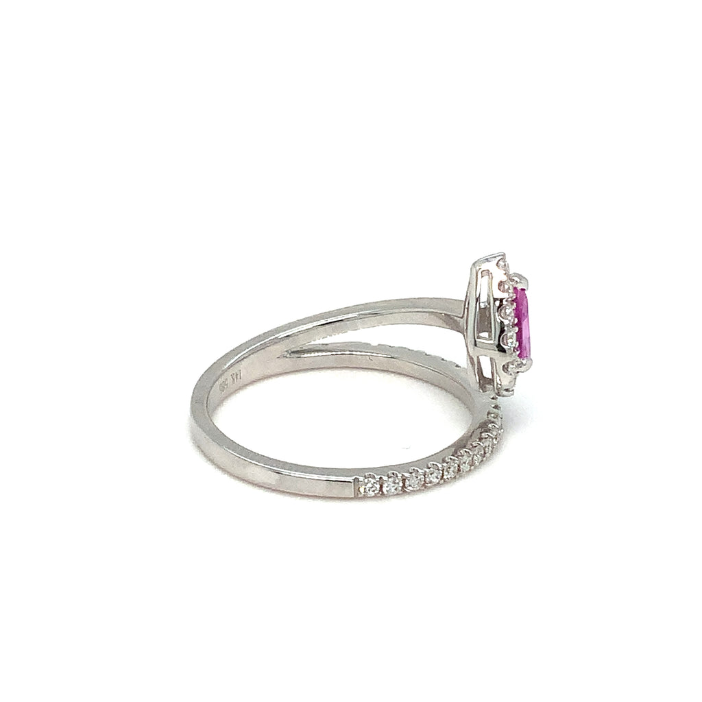 Roman+Jules Pink Sapphire and Diamond Right hand Ring set in 14K White Gold - Image 6 of 6