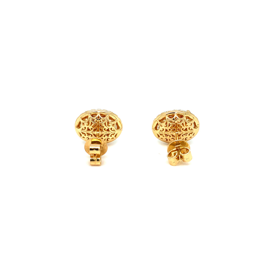 David Kord Natural Ethiopian Opal and Diamond Halo Earring set in 14K Yellow Gold - Image 10 of 12