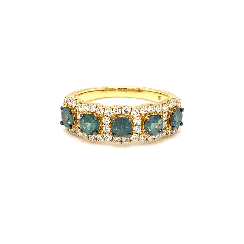 David Kord Natural Alexandrite and Diamond Band set in 18K Yellow Gold - Image 1 of 4